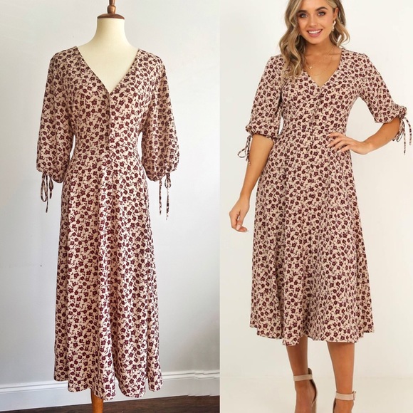 Showpo. Dresses & Skirts - SHOWPO. Tonal Feel Dress in Burgundy Floral